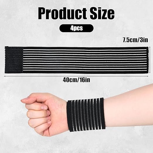 4PCS High-Elastic Wrist Support Straps Black Elastic Wrist Compression Bandage Wrists Wraps Wristbands Breathable Wrists Brace for Stabilising Ligament, Joint Pain, Sport