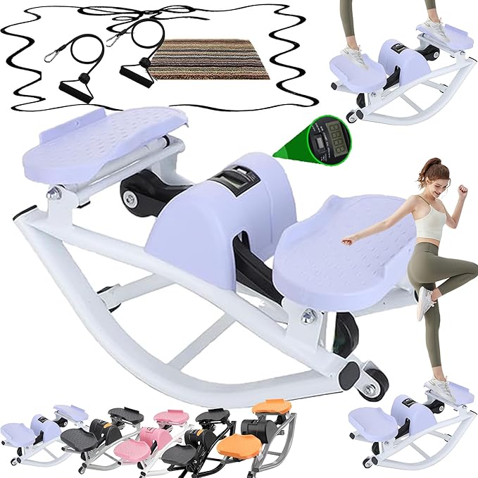 Rocking Stepper Side to Side Purple Rock Stepper Side to Side Machine Rock Stepper Exercise Machine with Resistance Bands Led Display,Low-Impact Home Workout Machine Knees Joints Legs (Purple)