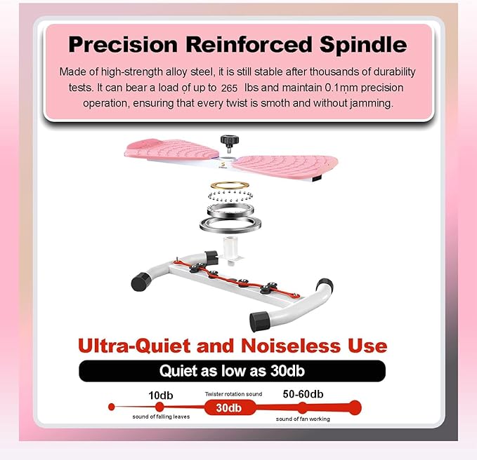 Waist Twister Machine – AB Twist Board Core & Waist Trainer with 360° Twist Disc – Abs Workout Balance Board & Full Body Toning Kit for Men & Women, Noiseless Ab Exercise