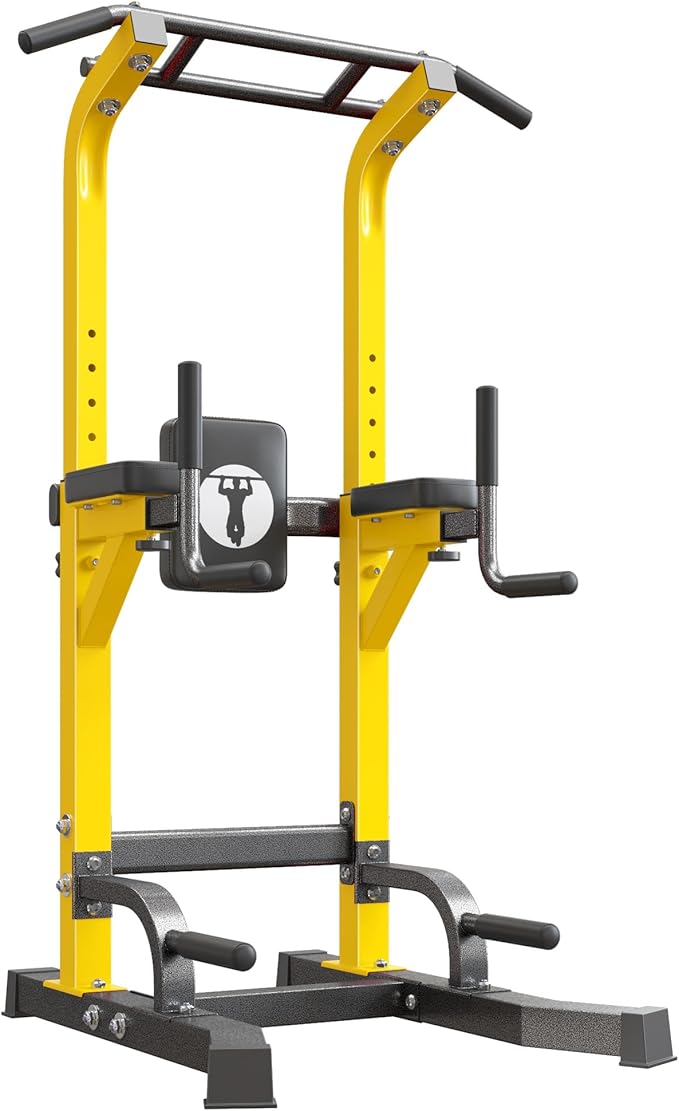 sogesfurniture Power Tower Dip Stands Assistive Trainer for Home Gym - 10-Level Height Adjustable Multi-functional Pull Up Bar, Dual Training Stands for Dip Push Up & Core Workout, Heavy Duty Steel Frame