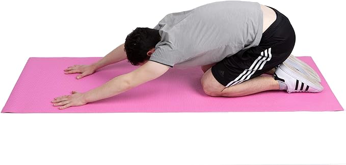 Mind Reader All Purpose Extra Thick Yoga Mat Fitness & Exercise Mats with Carrying Strap, High Density Anti-Tear, Red