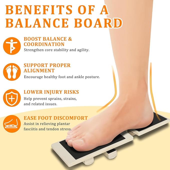 Adjustable Balance Board for Ankle & Foot Strength – Single-Leg Stability Trainer for Balance, Mobility, Calf Flexibility & Core Control – Foot Exercise Equipment for Home, Office, Gym & Rehab