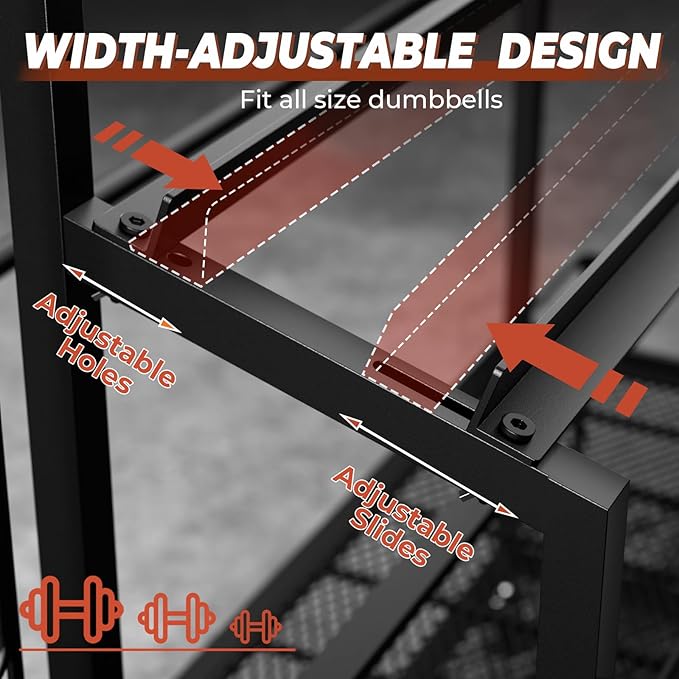 Dumbbell Rack Weight Stand - Adjustable Weight Rack for Dumbbells, Home Gym Storage Rack for Yoga Mat Foam Roller Kettlebells, Workout Equipment Storage Organizer With Wheels