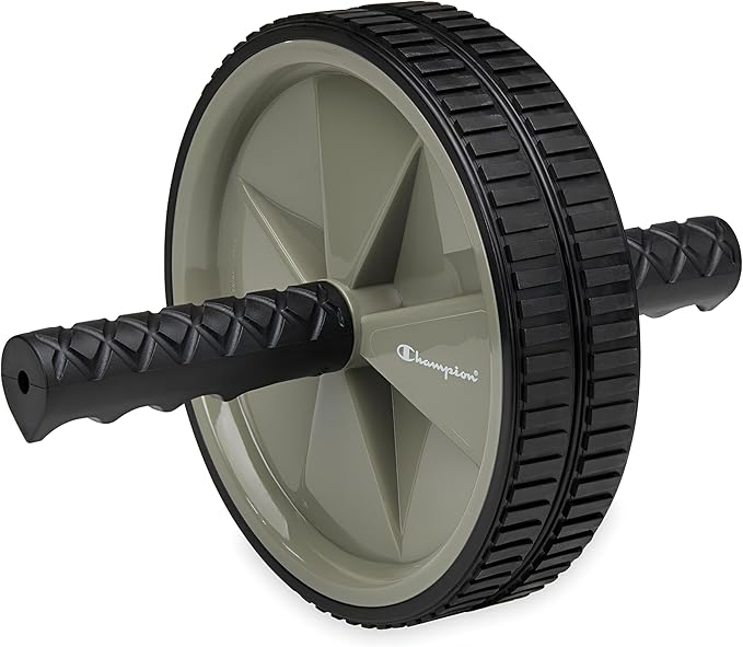 Champion Ab Roller Wheel (Grey/Black), Ab Wheel with Dual Non-Skid Wheels, Exercise Roller for Core Workout, Abs Workout Equipment for Home Gym Strength Training and Core Stability