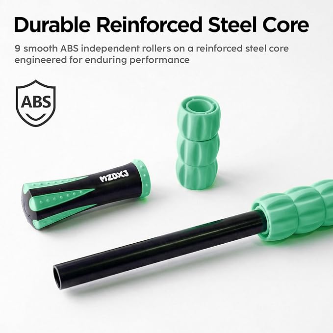 Muscle Roller & Massage Roller Stick for Athletes - Lymphatic Drainage Support, Relieves Muscle Soreness, Cramping & Tightness - Targets Legs, Arms, Back & Calves （Mint Green - 18inch）