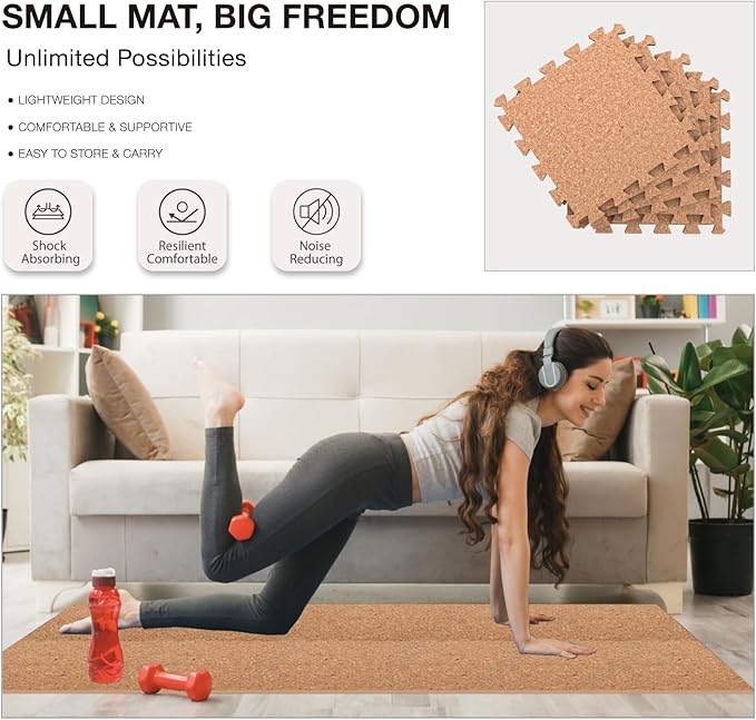 AIRHOP 18 Tiles Gym Floor Mat, EVA Foam Puzzle Gym Mat, High-Density Interlocking Foam Floor Tiles for Home Gym, Play Workout Garage Kitchen Flooring