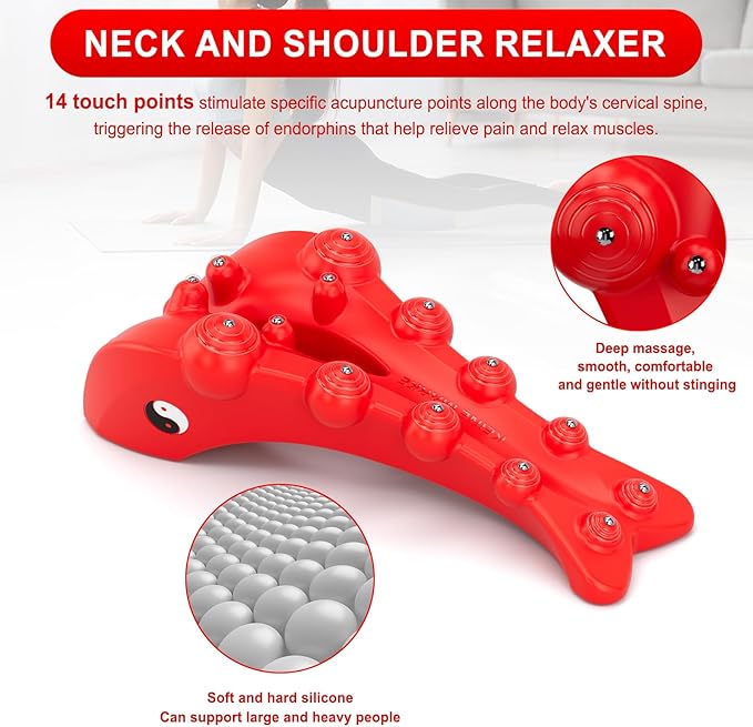 Trapezius Trigger Point Massager, Occipital Release Tool, Cervipoint Trigger Point Massager Silicone, Relieve Pain in The Diamond Shaped Muscles of The Neck and Upper Back (red)
