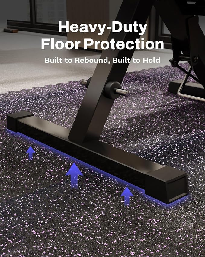 AIRHOP 0.79in Thick 24 Sq Ft Exercise Equipment Mats, 6 Tiles Upgraded Rubber Top with High Density EVA Foam, Large Interlocking Puzzle Gym Flooring for Home Gym, Heavy Weight Workout,Black & Purple