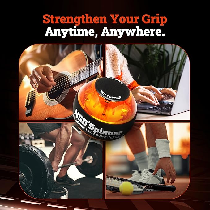NSD Essential Crystal Spinner Gyro Ball | Grip Strengthener for Forearms, Wrist & Hands | String Start Design, Up to 18,000 RPM | Portable Wrist Trainer & Workout Equipment | Ideal for Desk Workers, Athletes & Musicians