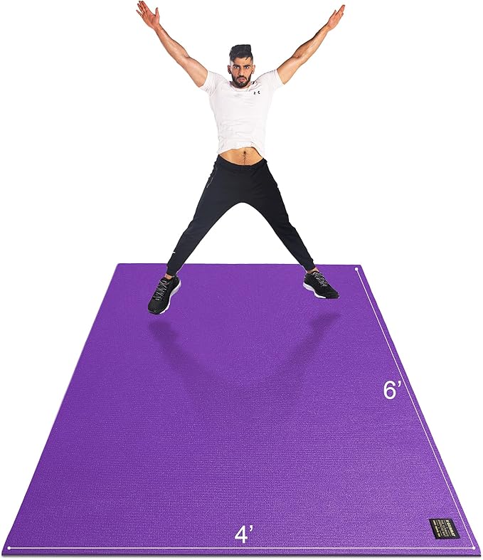 GXMMAT Large Exercise Mat 6'x4'/6'x5'/6'x6'(7mm), Thick Workout Mats for Home Gym Flooring, Extra Wide Non-Slip Durable Cardio Mat, Shoe Friendly, Perfect for Plyo, MMA, Jump Rope, Weights, Fitness