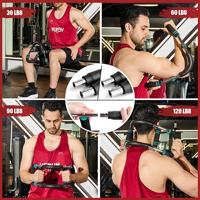 Twister Arm Trainer, 30-120 lbs Adjustable Twister Arm Chest Exerciser with 4 Spring & Poster for Men & Women, Detachable Power Twister Home Fitness Equipment for Enhancing Upper Body Muscle