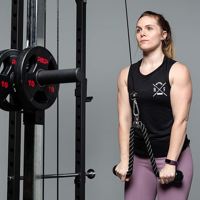 REP Fitness LAT Pulldown and Low Row Cable Machine Attachments and Functional Trainer Attachments – Curl Bar, D-Handle, Ankle Cuff, Tricep Rope, Sports Handle, Straight Bar, Row, Chinning Triangle