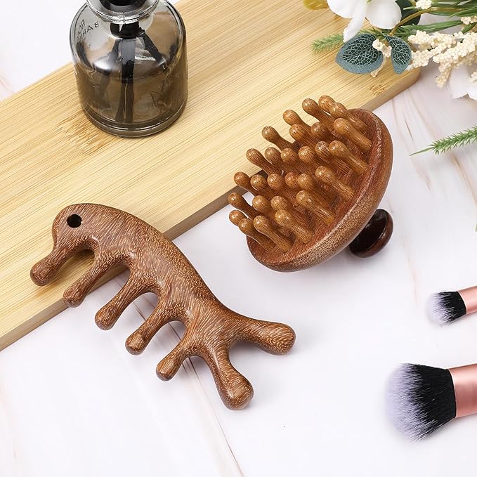 Wooden Scalp Massager, Wood Scalp Massager Comb, Scalps Gua Sha, Portable Manual Head Scrubber, Scalps Care Comb for Women Men