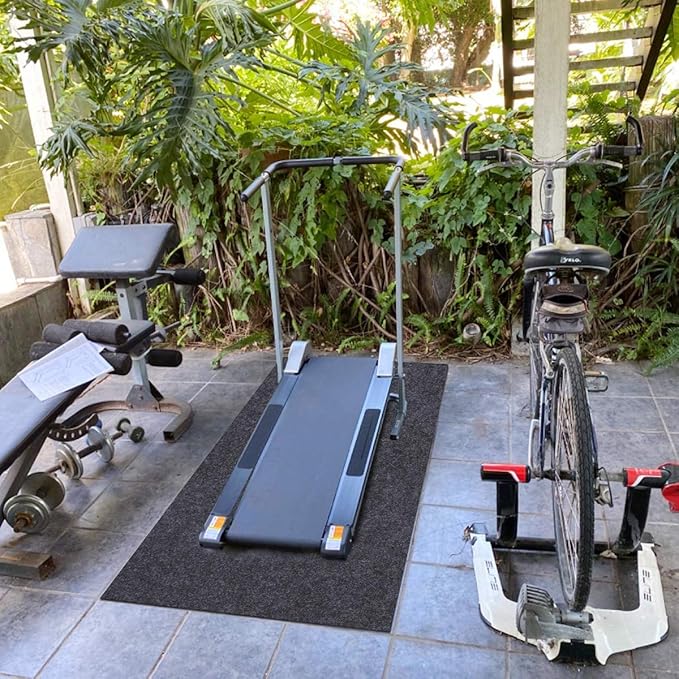 Fitness Equipment Mats, Absorbent/Waterproof – Protects Exercise Equipment and Floor，Protective Flooring Under Elliptical Machine mat, Indoor Treadmill Mat，Washable (24" x 48")