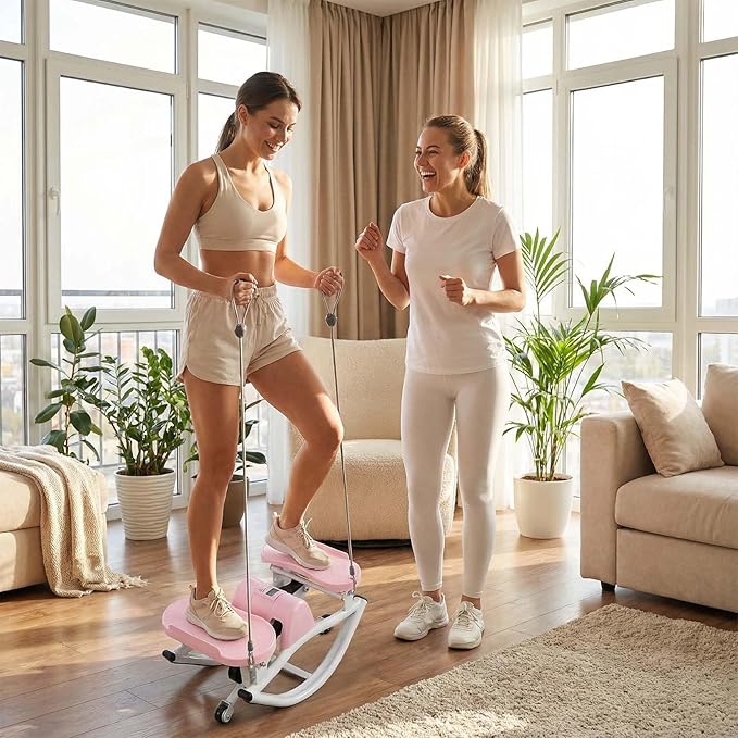 Lhanel Rock Stepper Side-Stepping Machine with Resistance Bands Low-Impact Balance Training Women's Home Fitness Equipment