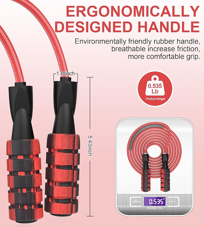 Jump Rope for Women Men, Fitness Jumprope for Women Workout, Adjustable Adult Exercise Skipping Rope