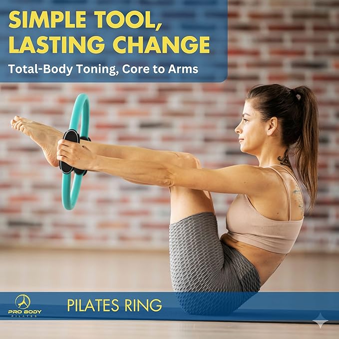 ProBody Pilates Ring Set with 14-Inch Magic Circle Ring, 9-Inch Exercise Ball, 5 Resistance Bands, Pump, Training Guides, & Storage Bag for Core Strength, Balance, Stability Training