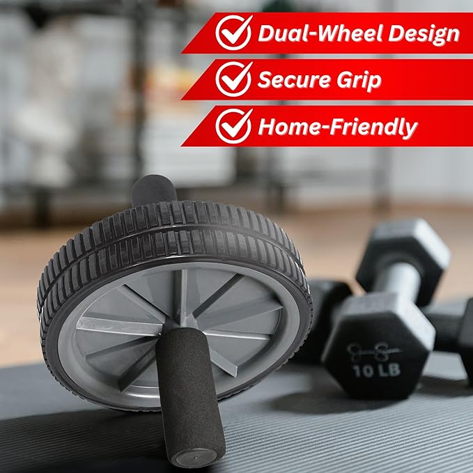 Daiwa Felicity Core Fitness Dual Ab Wheel – Dual-Wheel Ab Roller for Core Strength & Full-Body Workout – Strengthens Abs, Obliques, Back, Hips & Glutes – Portable Core Trainer for All Fitness Levels