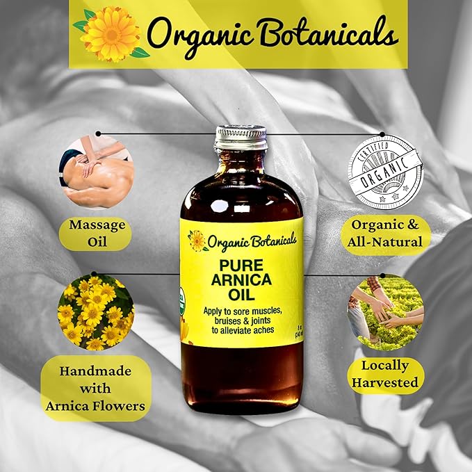 Arnica Oil - Pure Organic Muscle Discomfort Bottle - Arnica Montana Oil for Arthritis, Bruising & Swelling, Muscle, Joint Discomfort, and Sports Injuries, Arnica Massage Oil, 16 oz