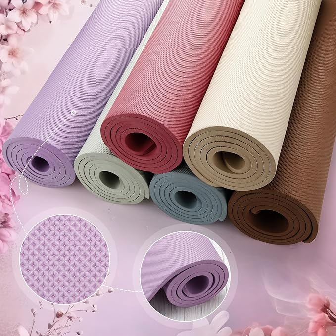 Timgle 6 Pcs 10mm Thick Yoga Mat Bulk, 68 x 24 Inches, Anti-slip Tear-resistant Exercise Mat Adult Kids Gym Mats for Fitness, Stretching, Workout and Studio, Outdoor Yoga, Pilates