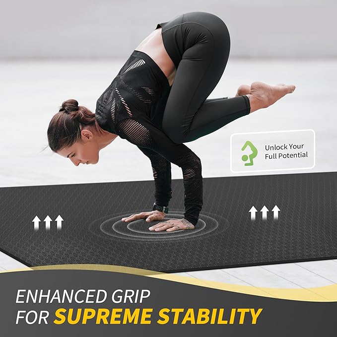 CAMBIVO Large Yoga Mat (6'x 4'), Extra Wide Workout Mat for Men and Women, 0.24''/0.32''/0.4''/0.48'' Thick Exercise Fitness TPE Mat for Home Gym, Yoga, Pilates, Workout (Barefoot Exercise)