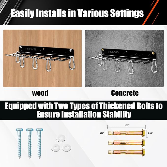 Wall-Mounted Gym Organizer, Resistance Band Storage Rack, Barbell Holder Wall Mount, Dumbbell Storage, Home Gym Accessories Holder