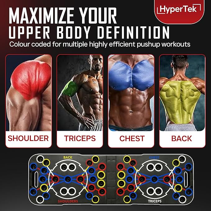 Hybertek 27 in 1 Pro Push Up Board | Multi Functional Foldable Push Up Stand for Strength Training, Fat Burning & Full Body Workout at Home | Muscle Training Push Up Bar Board for Men & Woman Fitness