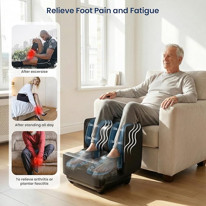 COMFIER 2 in 1 FSA Foot Massager Machine, HSA Shiatsu Foot and Calf Massager with Heat,Kneading,Vibration,Compression Massagers for Feet Health,Ankle & Leg Tired, Plantar Fasclitis,Gift for Men Women