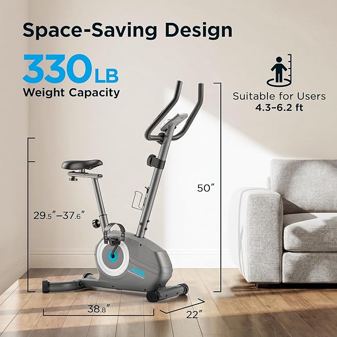 JLL Magnetic Exercise Bike - Indoor Stationary Cycling Bike with Free Fitness App, Adjustable Comfortable Seat, Low Noise Indoor Cycling Bike for Home Gym