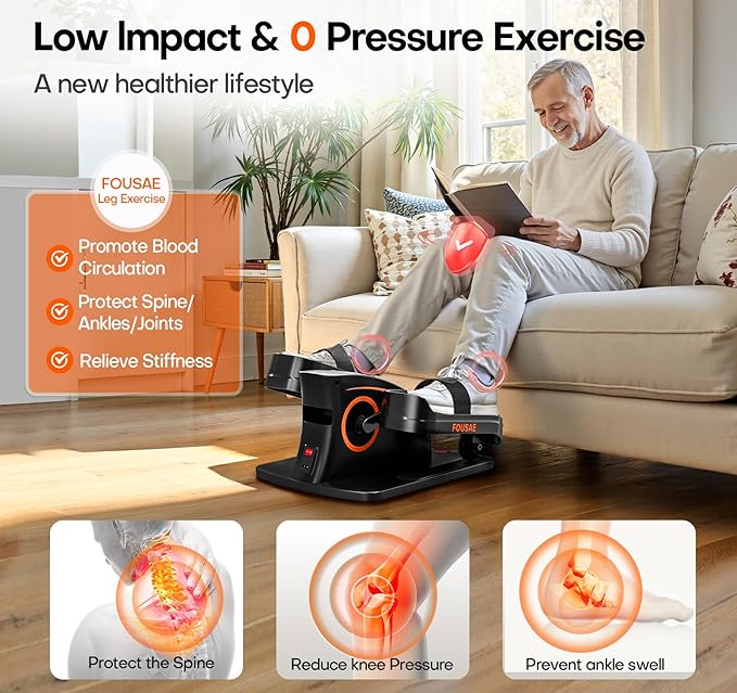 Under Desk Elliptical Machine, Electric Elliptical Leg Exerciser While Sitting for Seniors with Upgraded 15 Speeds & 12 Auto Mode, Forward & Reverse Direction, Quiet Portable Seated Pedal Exerciser