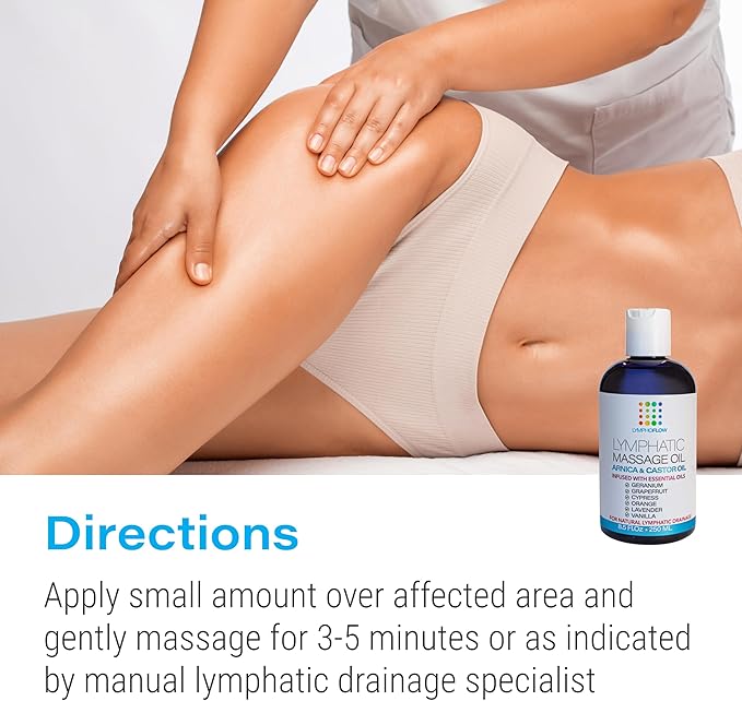 Bruizex Lymphatic Drainage Massage Oil with Arnica & Cold Pressed Castor Oil, Lightweight Non-Greasy Body Massage Oil for Daily Lymphatic Massage, Aftercare Routine, Lightweight Formula - 8.5 Oz