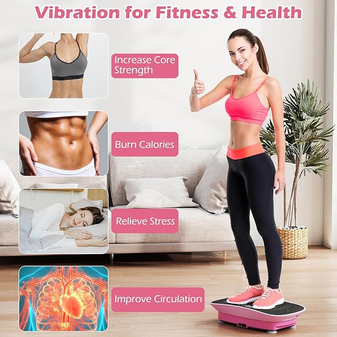 Goplus Vibration Plate Exercise Machine, Vibrating Platform for Lymphatic Drainage w/Remote, LED Display, Home Workout Full Body Shake Board for Weight Loss