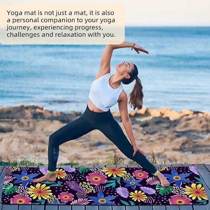 FOLAI Extra Thick Yoga Mat 6mm，pilates mat thick - Non-Slip Exercise Mat for HIIT, Pilates & Home Workouts & Workout with Free Carry Strap