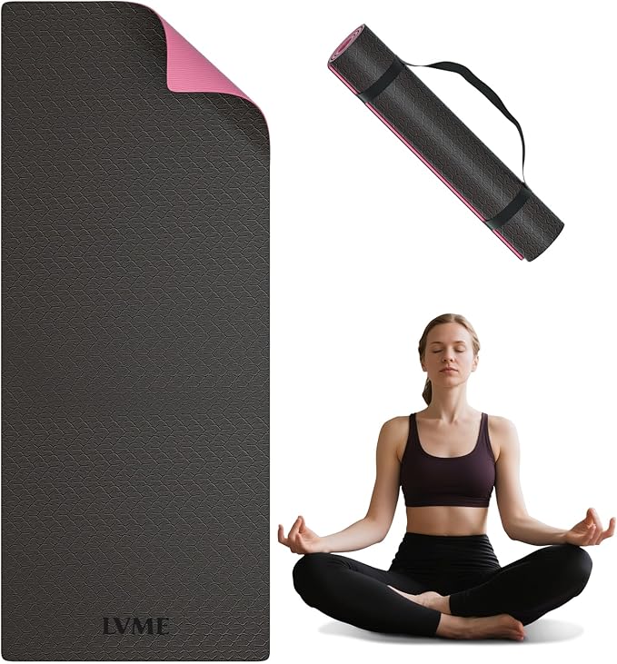 Yoga Mat Non Slip, Anti-Tear 1/4 Thick TPE Yoga Mats for Women and Men, 72"x24" Exercise & Fitness Mat with Carrying Strap, Workout Mats for Yoga, Pilates and Floor Exercise