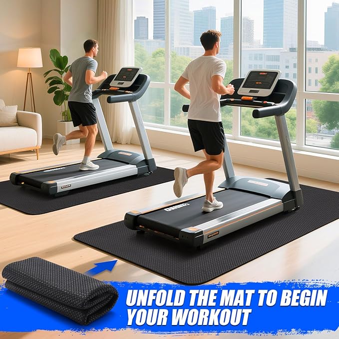 TOBWOLF 2PCS Non-Slip Mat Compatible with Peloton Bike, Concept 2 Rowing Machine, Exercise Bike Mat, Mat Protect Hardwood Floor Carpet for Home Gym, Workout Mat for Bike Trainer, Stationary Spin Bike
