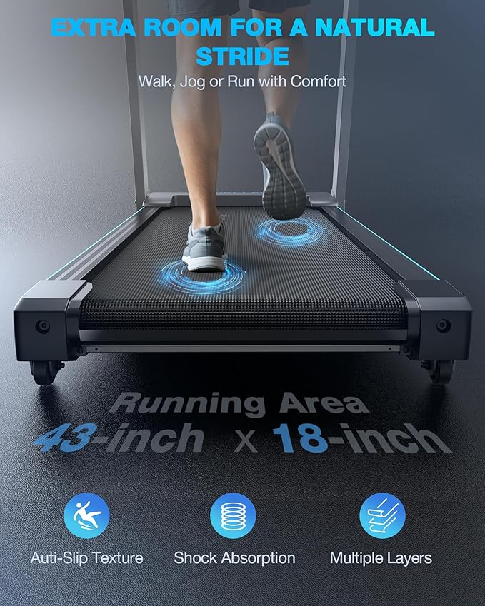 WELLFIT Auto Incline Folding Treadmill - 10% Incline Desk Walking Pad Treadmill with Handlebar, 400 lbs Heavy-Duty Capacity, Space-Saving Quiet Under-Desk Design for Home Office, Seniors & Fitness