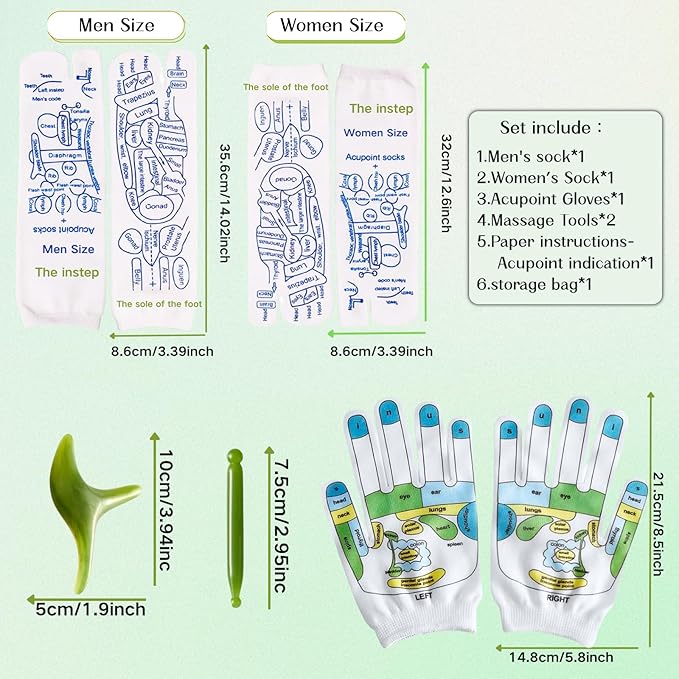 Reflexology Socks with Tools,2 Pair Reflexology Socks with Massage Tool for Men Women, Reflexology Chart Socks with Trigger Point Massage Tool, Foot Massage Socks and Acupressure Socks