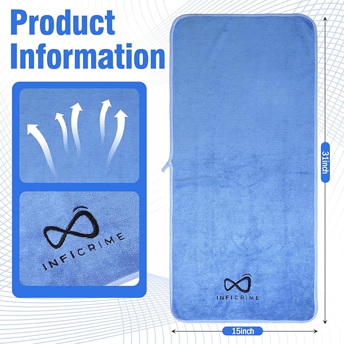 2 Pack Microfiber Gym Towels, 380 GSM 15"x31" Bigger Size Super Soft Quick-Drying Towels for Workout, Yoga, Fitness, Sports, Sweat Absorbent & Lightweight
