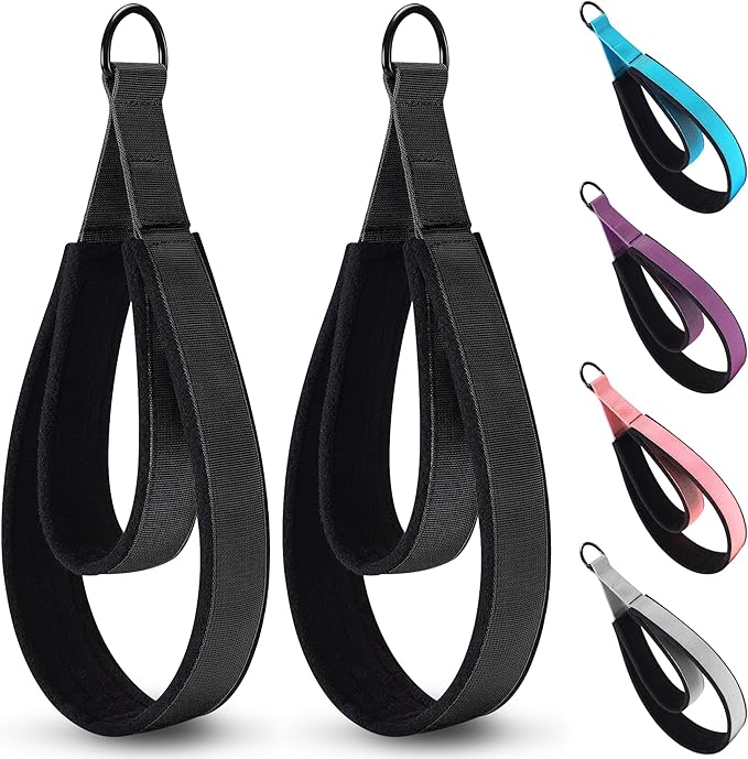 2PCS Comfortable Enhanced Thickness Pilates Double Loop Strap - D-Ring Strap for Home Gym & Yoga Workout Accessories