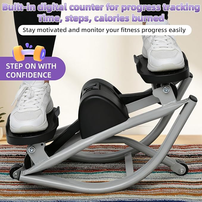 Rock Stepper Side to Side, Rocking Fitness Stepper Home Workout Machine with Resistance Bands for Full Body Workout, for Exercise at Home