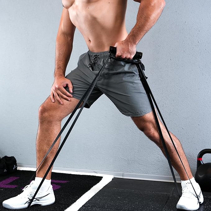 Sportneer Balance Board - 7 Modes Wobble Board with Adjustable Stoppers with Resistance Band Bar, Sportneer Detachable Workout Exercise Bar Handles for All Kinds Resistance Bands