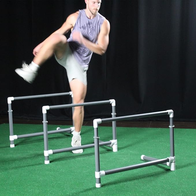 Prism Fitness Smart Adjustable Height Track and Field Workout Hurdles for Track and Field Training