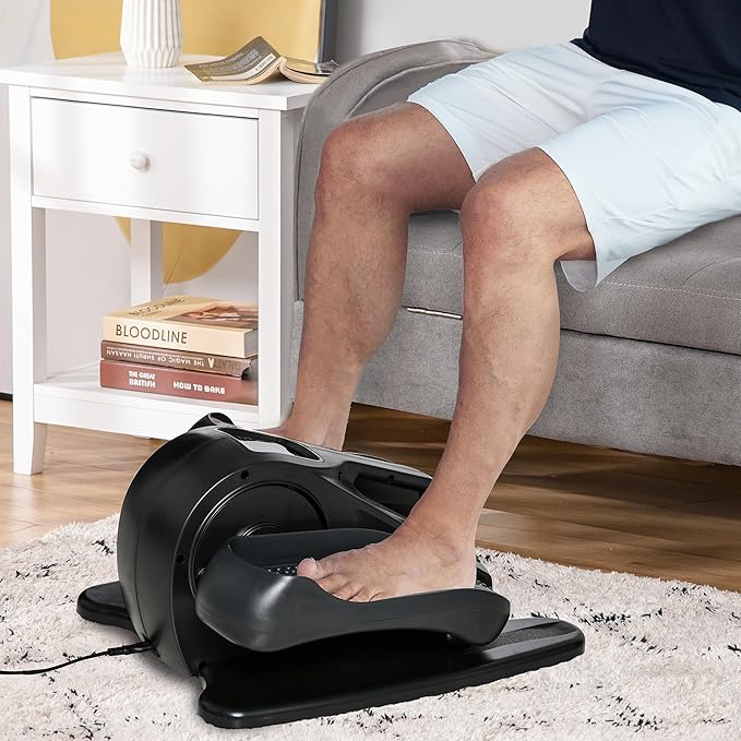 Soozier Under Desk Elliptical Exercise Machine, Mini Rehabilitation Bike, Powered Ellipse Leg Exerciser with Adjustable Speed, Remote & LCD Display for Home & Office