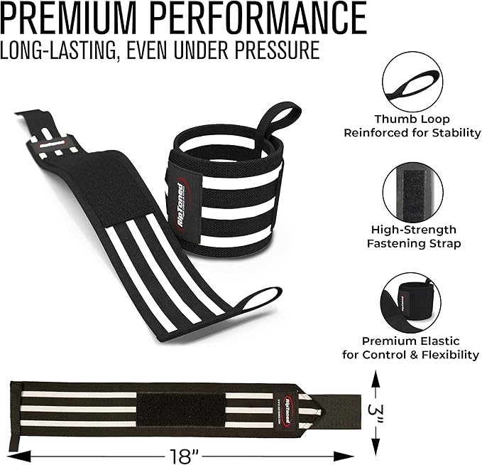 Rip Toned Wrist Wraps for Weightlifting – USPA & USAPL Approved 18" Wrist Straps for Powerlifting – Adjustable, Durable Gym Wraps with Thumb Loop – Quality Support for Men & Women
