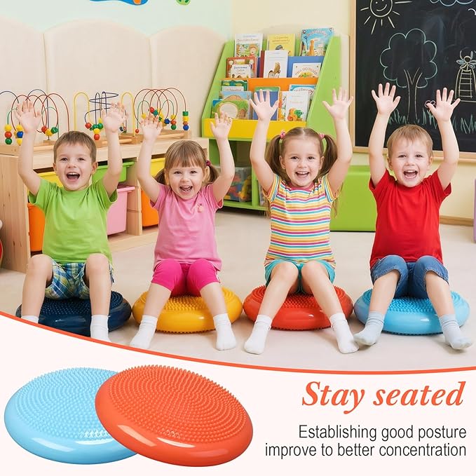 Libima 4 Pcs Wiggle Seat for Sensory Kids Inflated Wobble Cushion Sensory Seat Cloud Design Flexible Seating for Classroom Elementary Balance Disc for Kids Adult Pet Training