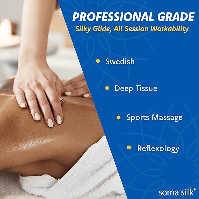 Professional Massage Cream, 1/2 Gallon - Smooth & Silky Massage Creme for Massage Therapy - Calendula & Jojoba Oils - Long Lasting Glide - Washes Clean from Linens - Spa & Therapist Supplies