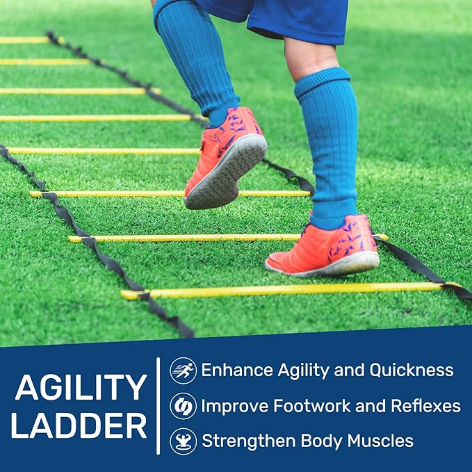 sapsisel Soccer Training Equipment,Agility Training Equipment Set, Speed Football Training Equipment with 20ft Agility Ladder, 10 Soccer Cones