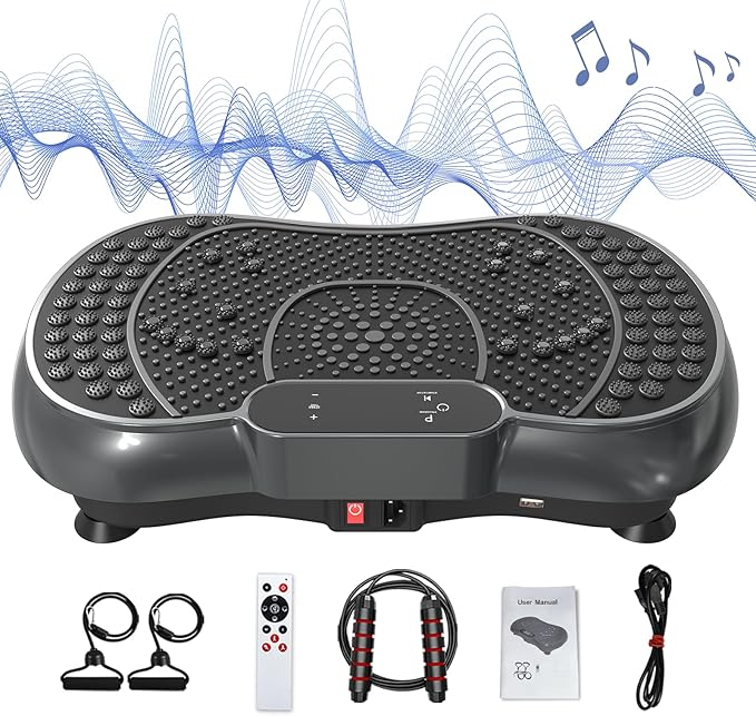 Bigzzia Vibration Plate Exercise Machine for Weight Loss – 100-Speed Platform with Remote & Resistance Bands, 450 lbs Capacity – Quiet Full Body Workout for Lymphatic Drainage at Home