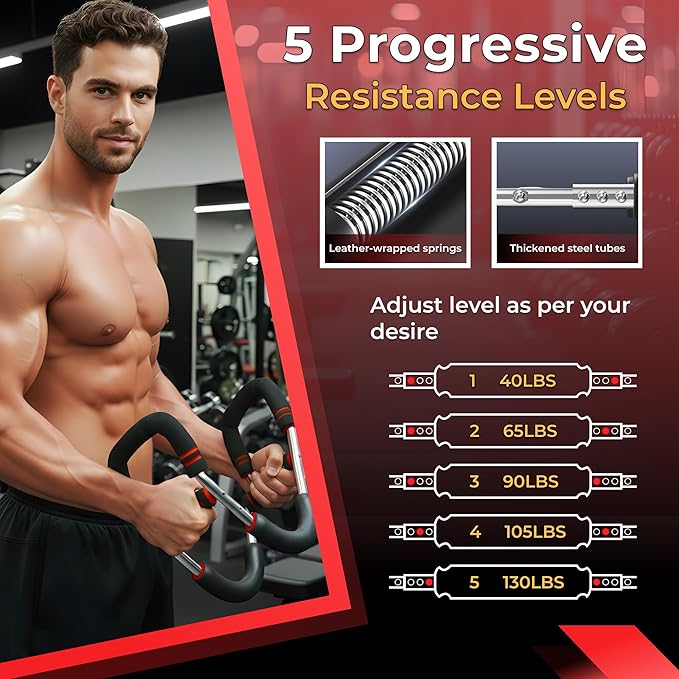 Twister Arm Trainer Adjustable Resistance (30–140 lbs) – Upper Body Strength Trainer for Chest, Arms & Grip, Portable Home Exercise Equipment for Men & Women