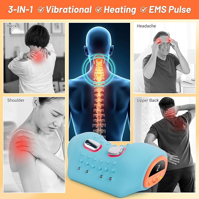 Upgraded Neck Massager 2026, Neck and Shoulder Massager with Heat, Stretcher, Vibration, Portable Cervical Traction Device, Neck Massagers for Pain Relief Deep Tissue